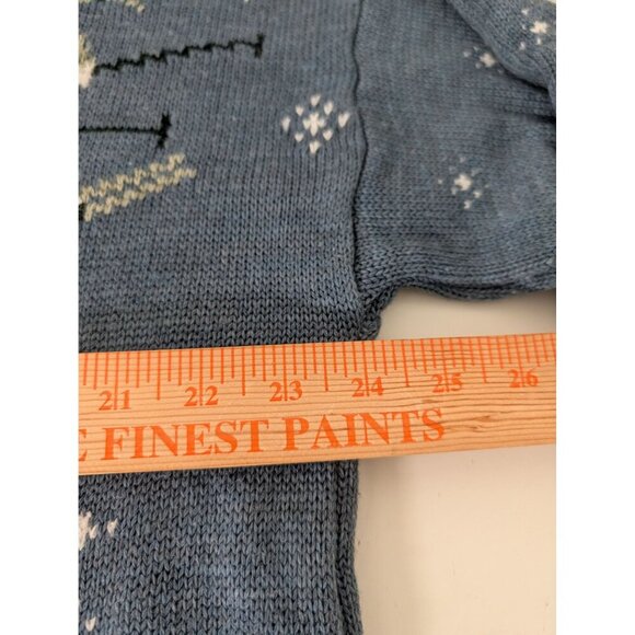 Vintage Nutcracker Winter Sweater Womens Size Large Blue Snowflake Christmas - Picture 8 of 9
